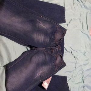 High-waisted dark washed skinny jeans